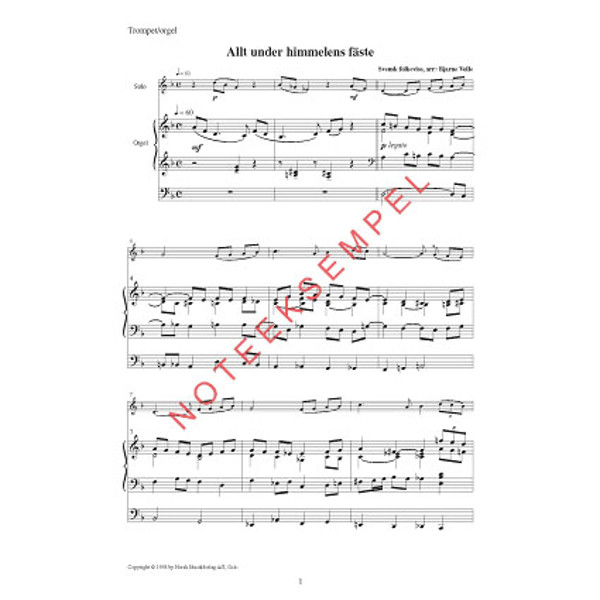 Tre Svenske Folkeviser, Bjarne Volle. Trompet Bb/C og Orgel