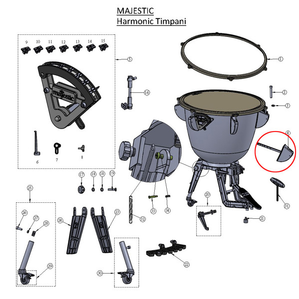 Majestic Screw Adjustment Seat Assembly DPPMT32-095A, For Harmonic 32