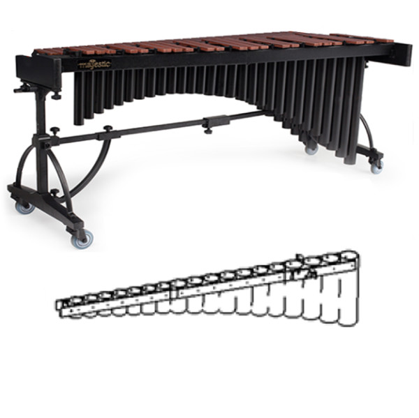 Marimba-resonansrør Majestic DPPRM6543AQG-AB, Resonator Natural Bass Section, A2 - F4, For Deluxe 4 1/3 Okt.