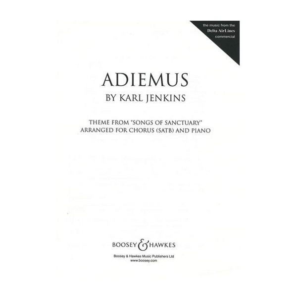 Adiemus (Theme from Songs of Sanctury), Karl Jenkins. SATB and Piano. Choral Score