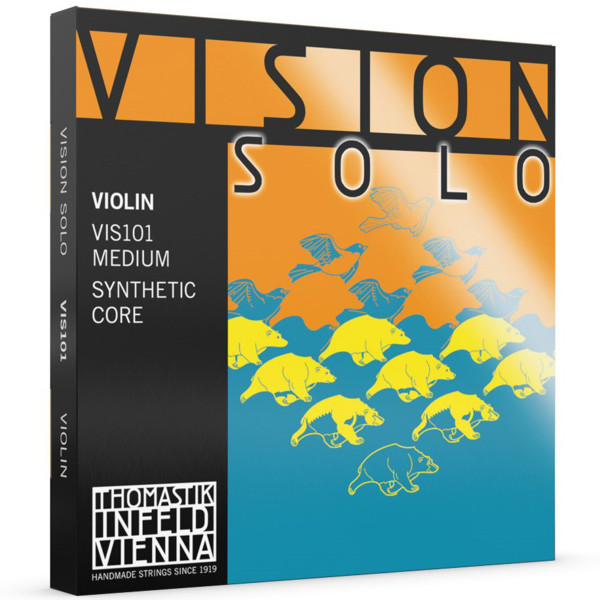 Fiolinstrenger Thomastik-Infeld Vision Solo (D-Syntetisk/Sølv) Medium, Sett