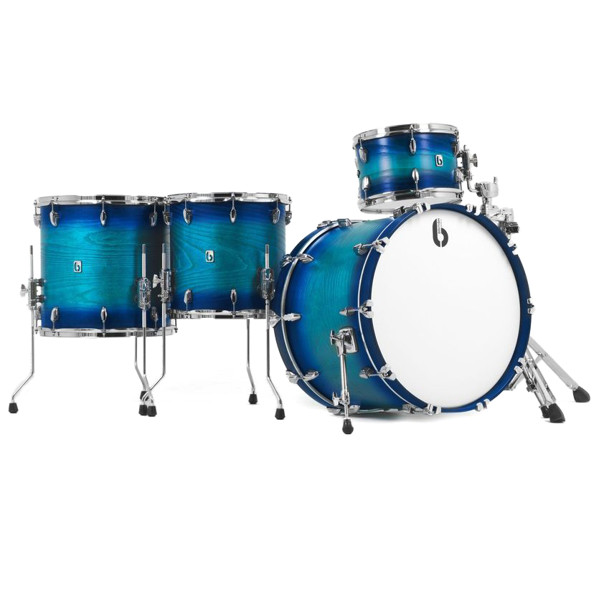 Trommesett British Drum Co. Legend Maple Satin Rock Kit 24 Shell Pack LEG-MBX-24-RK-FIB, 24, Fistral Blue