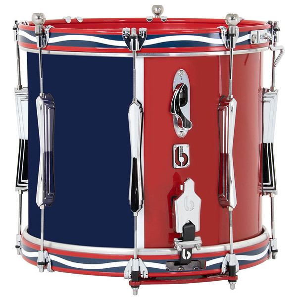 Paradetromme British Drum Co. Regimental RS1-ML, 14x12, m/Topp og Bunn Seider, Aluminum Hoops, Gloss Red/Blue