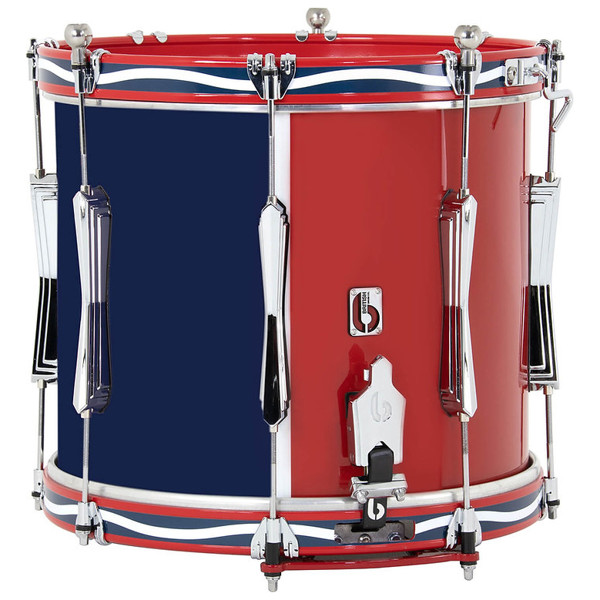Paradetromme British Drum Co. Regimental RS1G-ML, 14x12, m/Bunn Seider, Aluminum Hoops, Military Red & Blue Livery