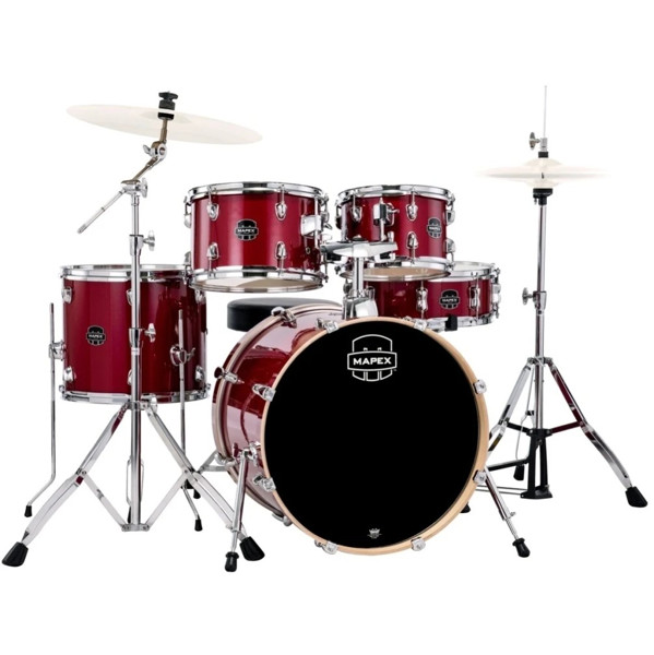 Trommesett Mapex Venus VE5044FTVM, 20, m/Stativer, Crimson Red Sparkle