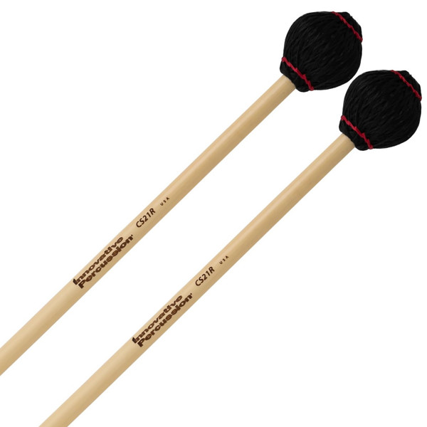 Vibrafonkøller Innovative Percussion Chamber Series CS21R, Medium Soft Vibraphone/Marimba, Black Cord, Red Stiching, Rattan