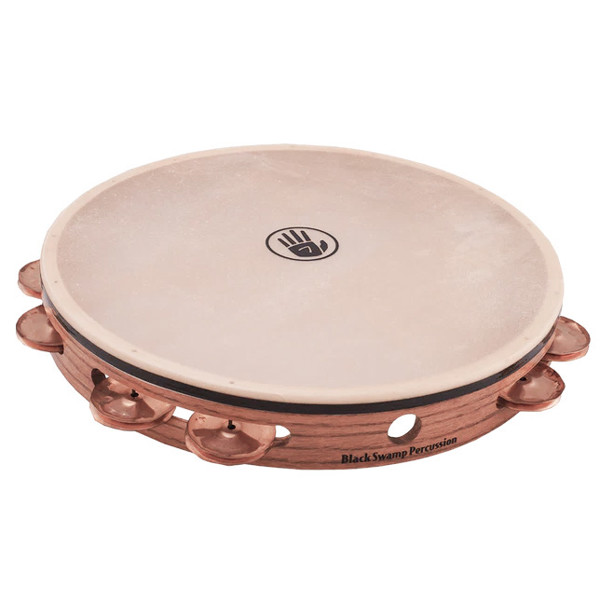Tamburin Black Swamp SoundArt TS12-2, Single-Row 12, Phosphor Bronze 25 Jingles, Calf Head