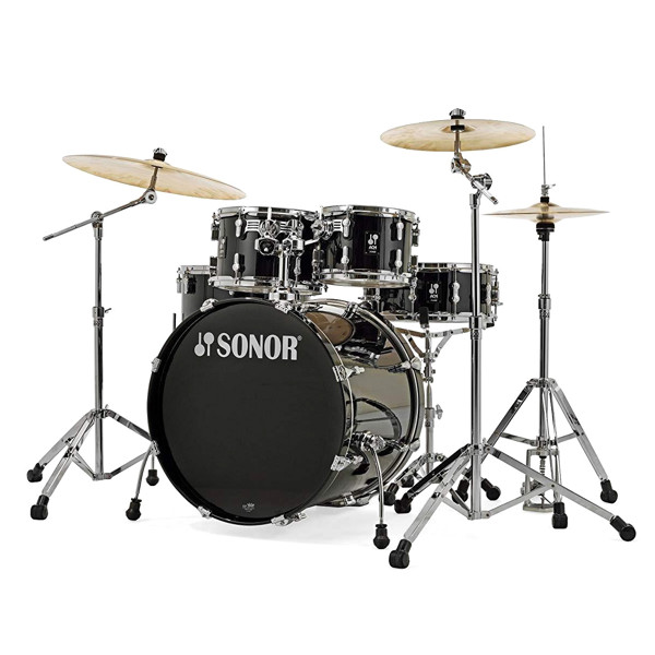 Trommesett Sonor AQ1 Stage AQ1-STAGE-SET-WM-PB, 5 Pc, Birch, 22, Piano Black m/Stativer