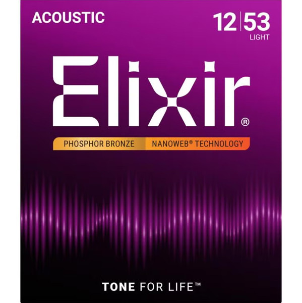 Gitarstrenger Akustisk Elexir Light .012-.053 Phosphor Bronze Nanoweb