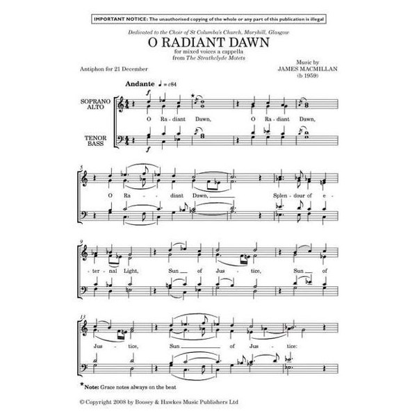 O Radiant Dawn, James MacMillan. SATB a capella. Choral Score
