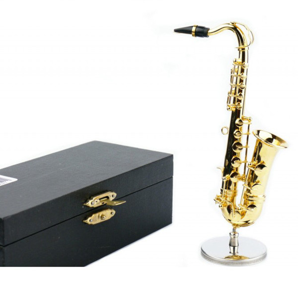 Miniature Instrument Saksofon med Etui og stativ, 12,50 cm