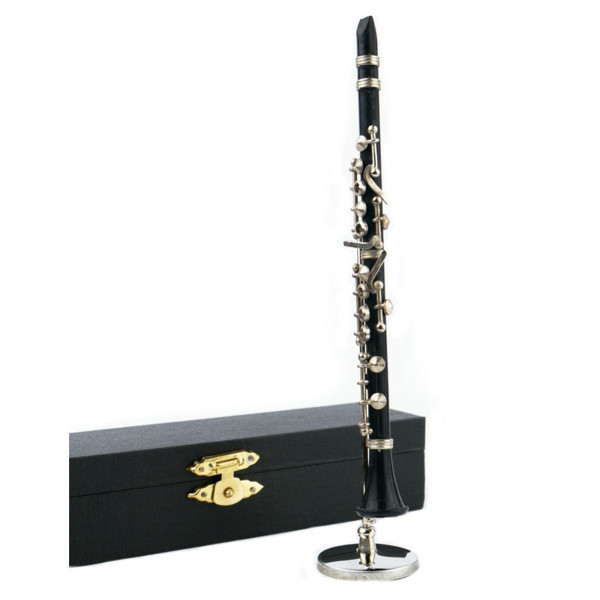 Miniature Instrument Klarinett med Etui og stativ, 16 cm