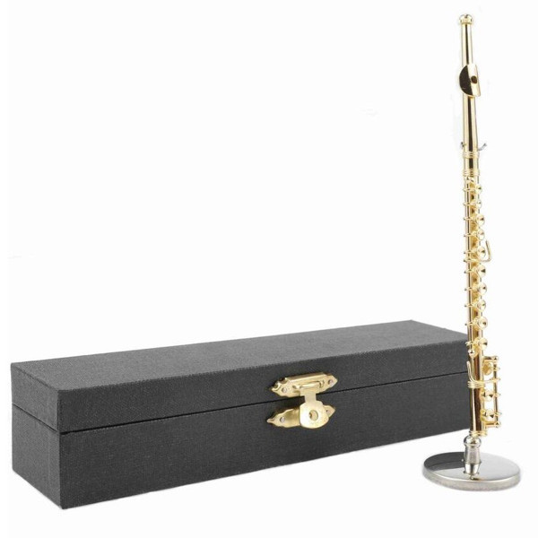 Miniature Instrument Fløyte med Etui og stativ, 14 cm