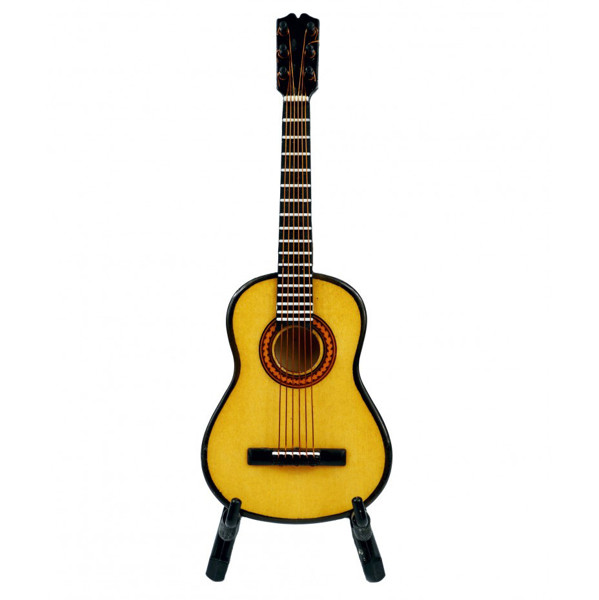 Miniature Instrument Gitar med Etui og stativ, 13 cm