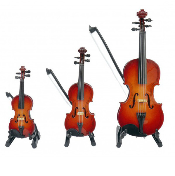 Miniature Instrument Cello med Etui og stativ, 14 cm