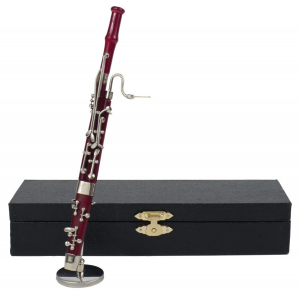 Miniature Instrument Fagott med Etui og stativ, 17,5 cm