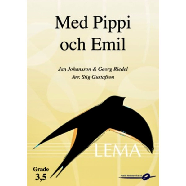 Med Pippi och Emil, Jan Johansson-Georg Riedel arr. Stig Gustafson. Concert Band. Digital utgave