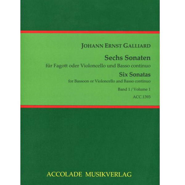Sechs Sonaten Vol. 1, Johann Ernst Galliard. Bassoon (or Cello) and Basso Continuo